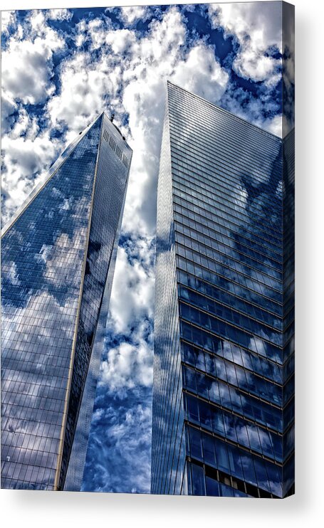 World Trade Center And Clouds Acrylic Print featuring the photograph World Trade Center and Clouds by Robert Ullmann