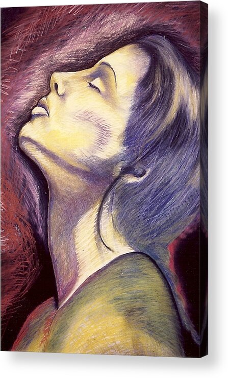 Woman In Silent Worship Acrylic Print featuring the drawing Worshiper by Carrie Maurer