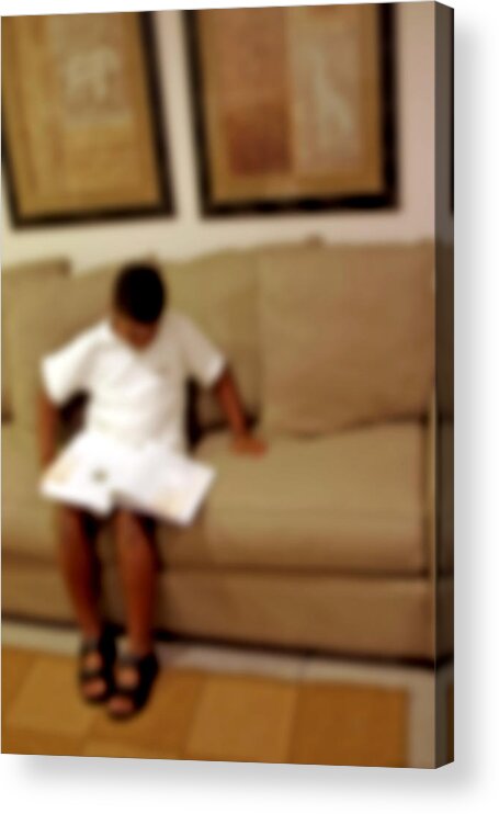 Young Boy Acrylic Print featuring the photograph Young Reader by Emery Graham