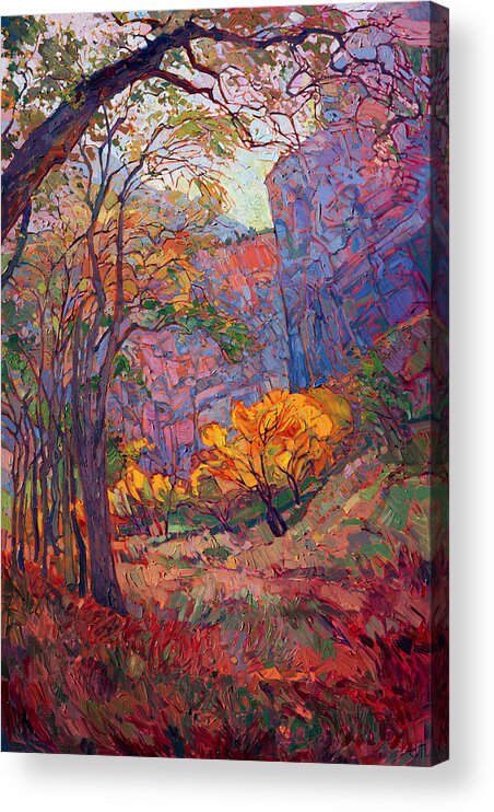 Zion National Park Acrylic Print featuring the painting Zion Deep by Erin Hanson