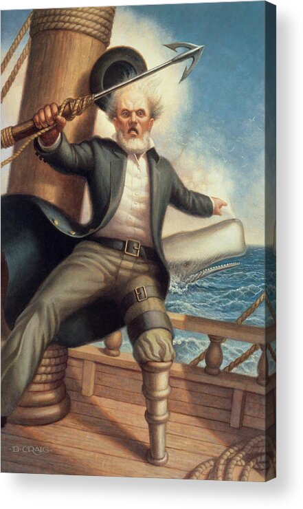 Ahab (wooden Leg) On A Ship's Deck Acrylic Print featuring the painting 037 Captain Ahab by Dan Craig