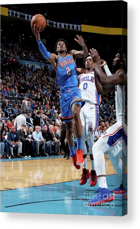 Nba Pro Basketball Acrylic Print featuring the photograph 76ers Vs Thunder by Zach Beeker