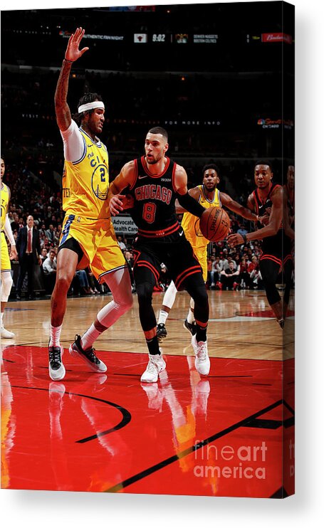 Zach Lavine Acrylic Print featuring the photograph Golden State Warriors V Chicago Bulls #1 by Jeff Haynes