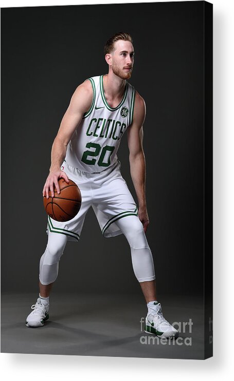 Gordon Hayward Acrylic Print featuring the photograph Gordon Hayward Boston Celtics Portraits by Brian Babineau