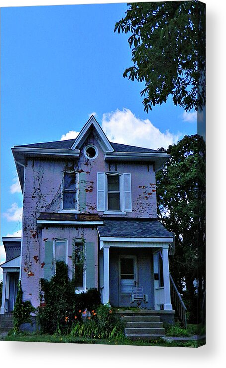 Little Pink Acrylic Print featuring the photograph Little Pink Abandoned House #1 by Cyryn Fyrcyd