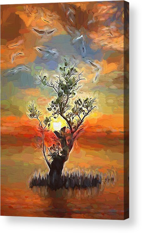 Paint Acrylic Print featuring the painting Magic tree #1 by Nenad Vasic