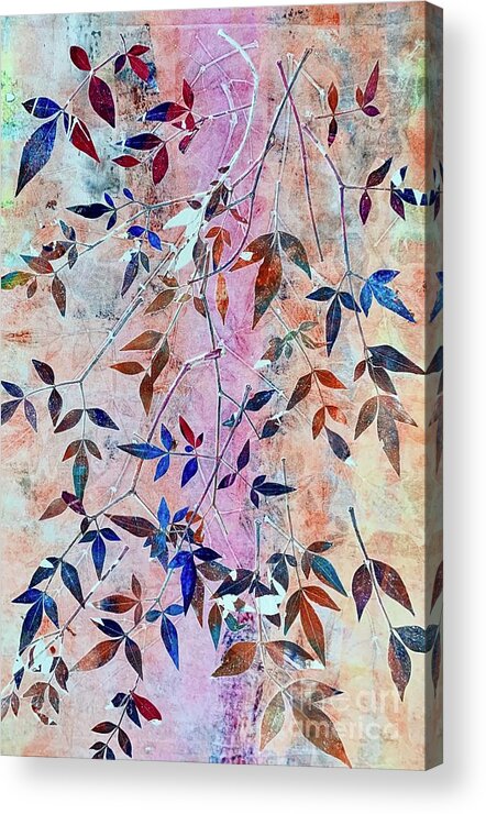 Leaves Acrylic Print featuring the painting Natures Treasures 4 by Sherry Harradence
