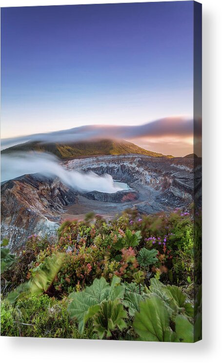 Tranquility Acrylic Print featuring the photograph Poas Volcano Crater At Sunset, Costa #1 by Matteo Colombo