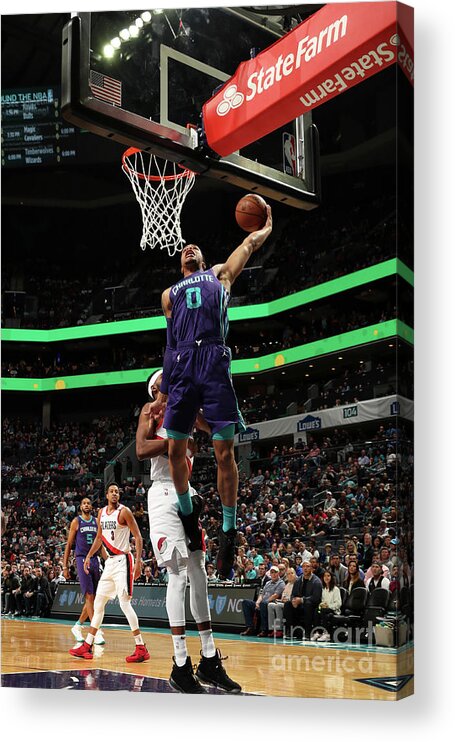Miles Bridges Acrylic Print featuring the photograph Portland Trail Blazers V Charlotte by Brock Williams-smith