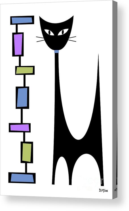 Atomic Cat Acrylic Print featuring the digital art Rectangle Cat 2 by Donna Mibus