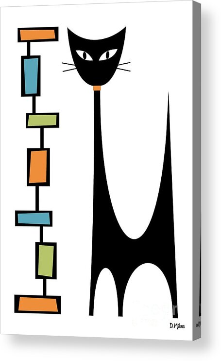 Atomic Cat Acrylic Print featuring the digital art Rectangle Cat by Donna Mibus