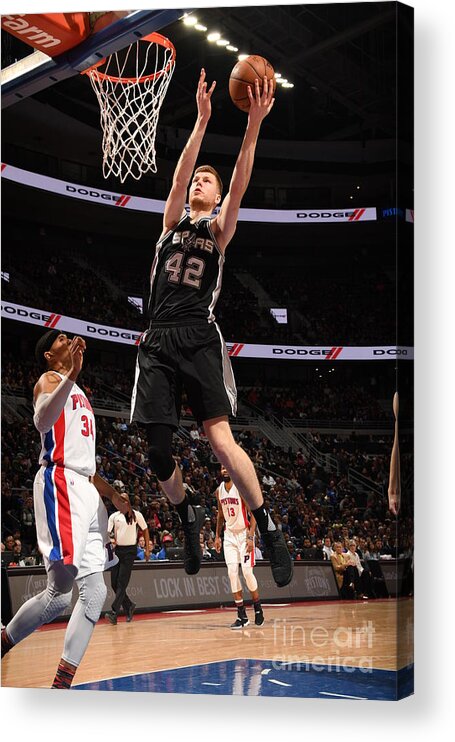 Davis Bertans Acrylic Print featuring the photograph San Antonio Spurs V Detroit Pistons by Chris Schwegler