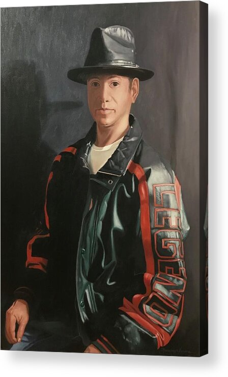 Portrait Acrylic Print featuring the painting Self Portrait #1 by Rosencruz Sumera