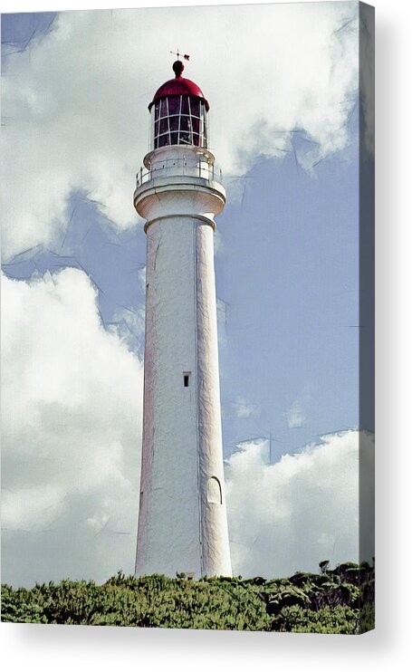  Landscape Acrylic Print featuring the digital art Split Point Lighthouse by Dennis Lundell