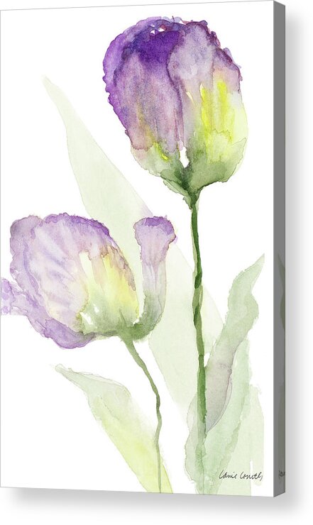 Teal Acrylic Print featuring the painting Teal And Lavender Tulips II #1 by Lanie Loreth