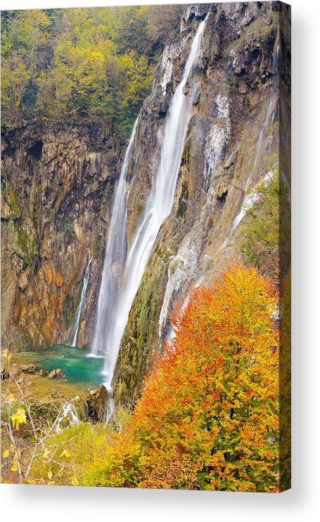 Landscape Acrylic Print featuring the photograph The Big Waterfall, Veliki Slap #1 by Jan Wlodarczyk
