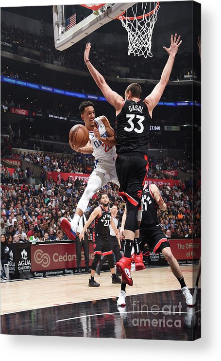 Nba Pro Basketball Acrylic Print featuring the photograph Toronto Raptors V Los Angeles Clippers by Adam Pantozzi
