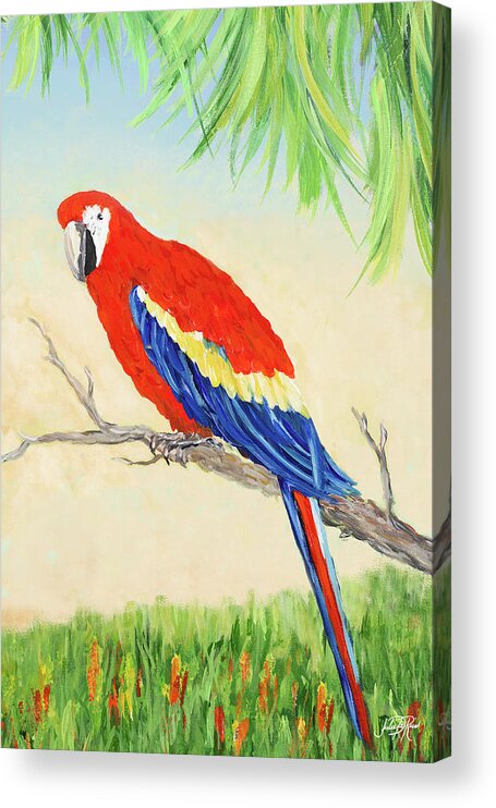 Tropic Acrylic Print featuring the painting Tropic Bird In Paradise I #1 by Julie Derice