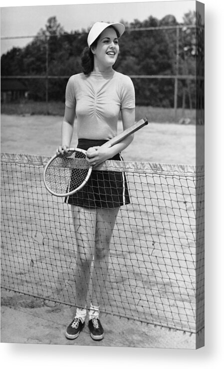 Tennis Acrylic Print featuring the photograph Woman At Tennis Court #1 by George Marks