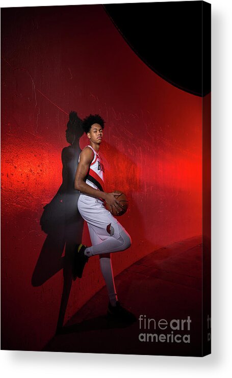 Anfernee Simons Acrylic Print featuring the photograph 2018-2019 Portland Trail Blazers Media #10 by Sam Forencich