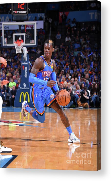 Dennis Schroder Acrylic Print featuring the photograph New Orleans Pelicans V Oklahoma City by Bill Baptist