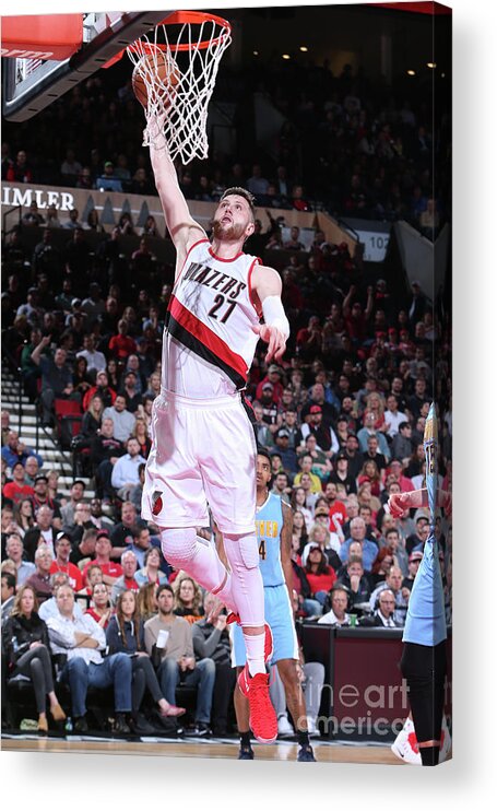 Jusuf Nurkic Acrylic Print featuring the photograph Denver Nuggets V Portland Trail Blazers by Sam Forencich