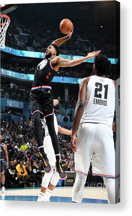 Karl-anthony Towns Acrylic Print featuring the photograph 2019 Nba All-star Game #13 by Andrew D. Bernstein