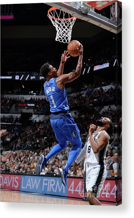 Dennis Smith Jr Acrylic Print featuring the photograph Dallas Mavericks V San Antonio Spurs #13 by Mark Sobhani