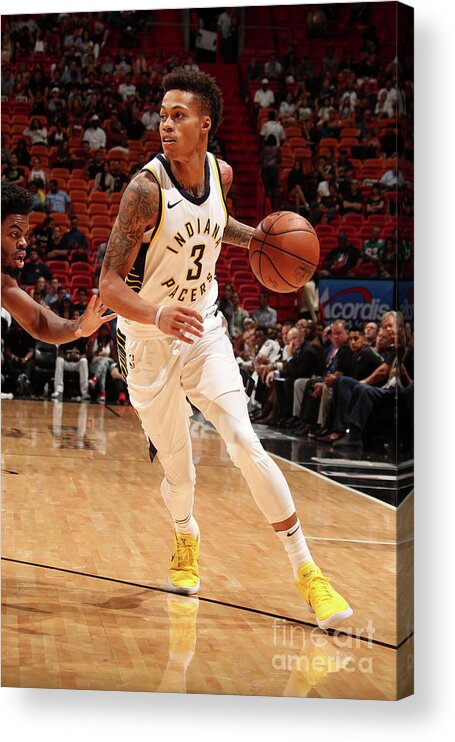 Joe Young Acrylic Print featuring the photograph Indiana Pacers V Miami Heat by Issac Baldizon