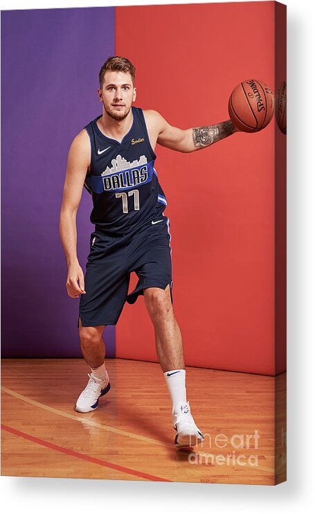 Luka Doncic Acrylic Print featuring the photograph 2018 Nba Rookie Photo Shoot #157 by Jennifer Pottheiser