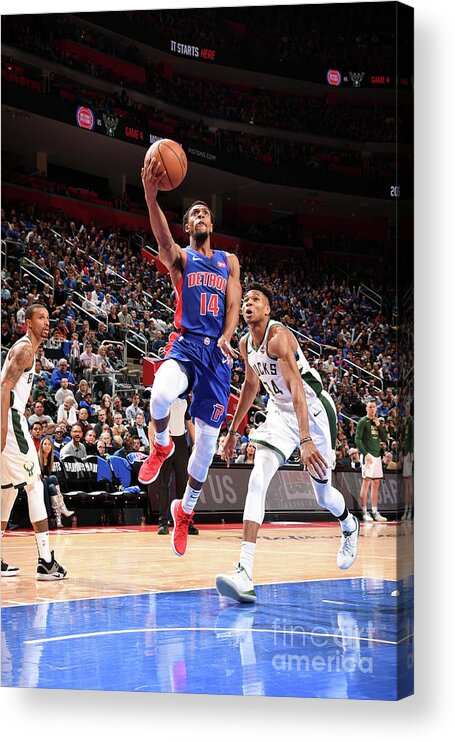 Playoffs Acrylic Print featuring the photograph Milwaukee Bucks V Detroit Pistons - by Chris Schwegler