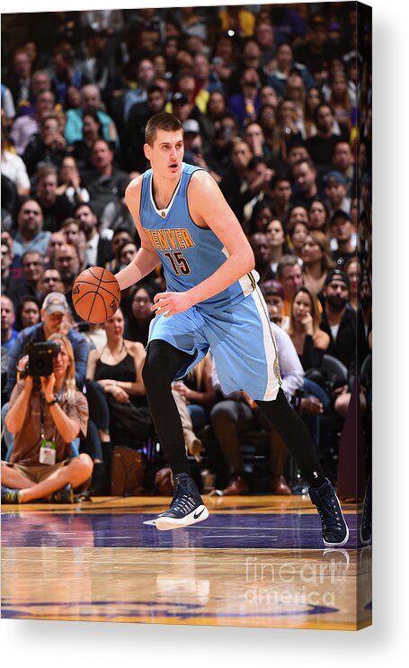 Nikola Jokic Acrylic Print featuring the photograph Denver Nuggets V Los Angeles Lakers #18 by Andrew D. Bernstein