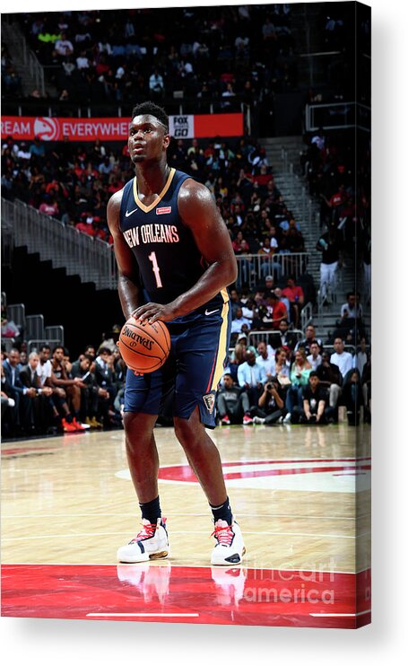 Zion Williamson Acrylic Print featuring the photograph New Orleans Pelicans V Atlanta Hawks #19 by Scott Cunningham