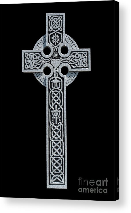 Cut Out Acrylic Print featuring the photograph An ornate granite Celtic cross from the grave of a Roman Catholi #2 by Amy Cicconi