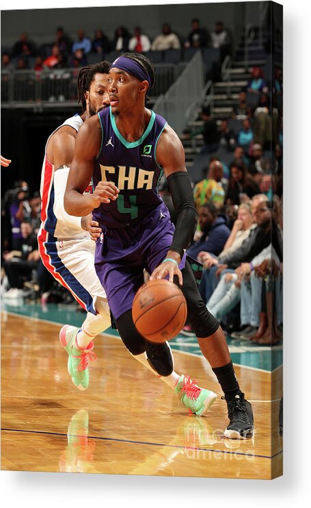 Nba Pro Basketball Acrylic Print featuring the photograph Detroit Pistons V Charlotte Hornets by Kent Smith