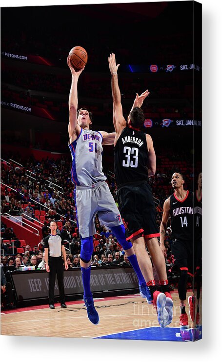 Nba Pro Basketball Acrylic Print featuring the photograph Houston Rockets V Detroit Pistons by Chris Schwegler