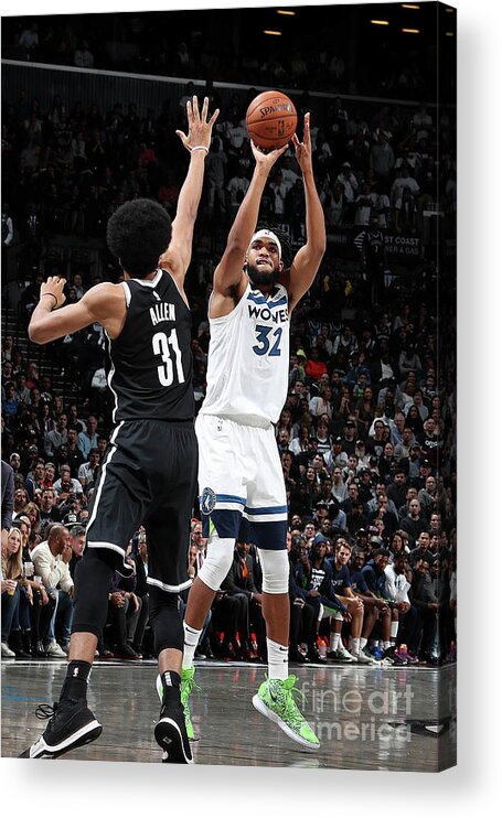 Karl-anthony Towns Acrylic Print featuring the photograph Minnesota Timberwolves V Brooklyn Nets #2 by Nathaniel S. Butler