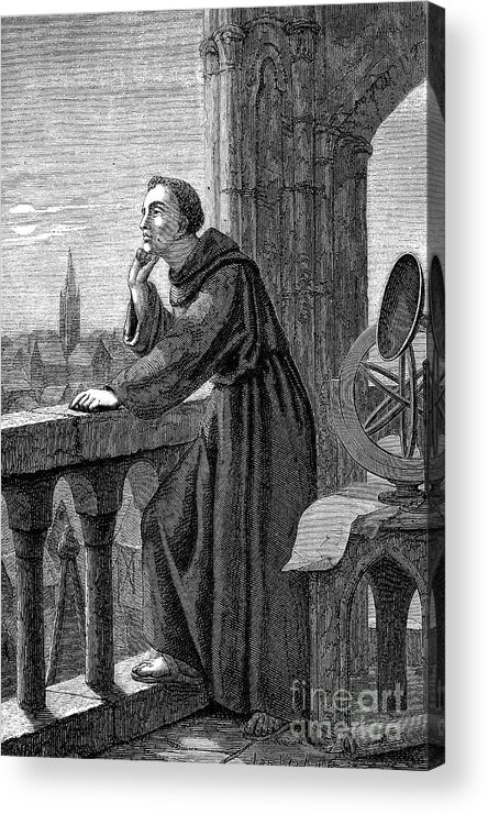 Circa 13th Century Acrylic Print featuring the drawing Roger Bacon, English Experimental #2 by Print Collector