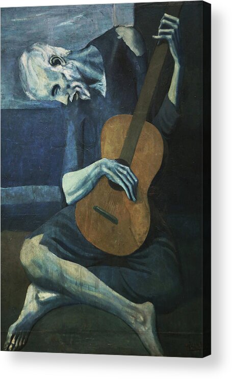 Old Acrylic Print featuring the painting The Old Guitarist by Pablo Picasso