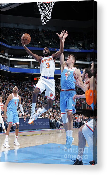 Tim Hardaway Jr Acrylic Print featuring the photograph New York Knicks V Sacramento Kings #23 by Rocky Widner