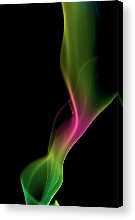 Black Background Acrylic Print featuring the photograph Green Smoke On A Black Background #3 by Gm Stock Films