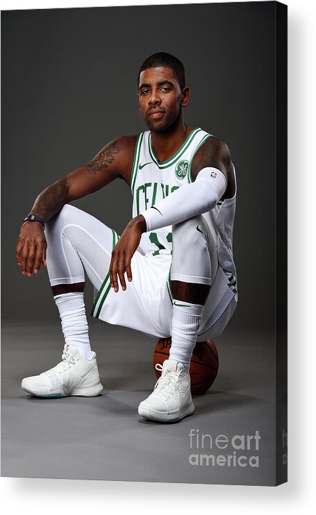 Kyrie Irving Acrylic Print featuring the photograph Kyrie Irving Boston Celtics Portraits by Brian Babineau