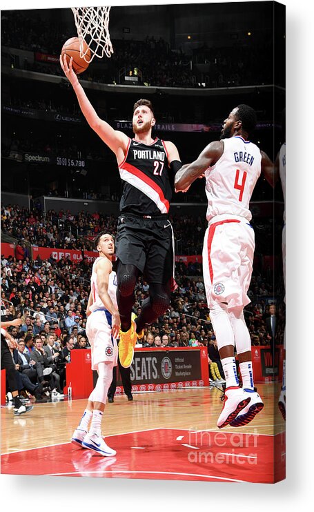 Jusuf Nurkic Acrylic Print featuring the photograph Portland Trail Blazers V La Clippers by Andrew D. Bernstein
