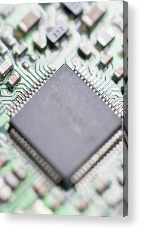 Electrical Component Acrylic Print featuring the photograph Close-up Of A Circuit Board #4 by Nicholas Rigg