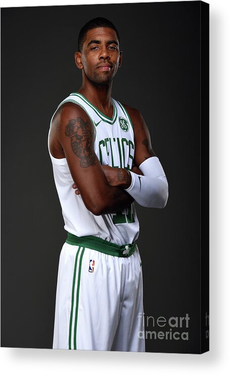 Kyrie Irving Acrylic Print featuring the photograph Kyrie Irving Boston Celtics Portraits by Brian Babineau