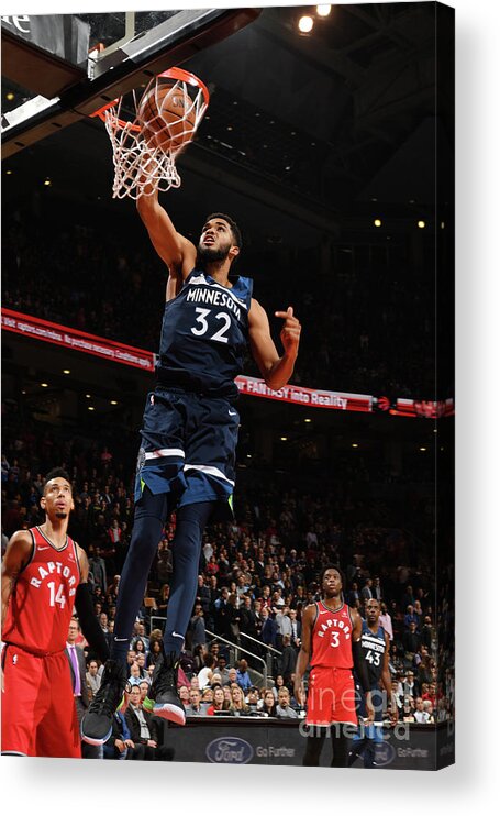 Karl-anthony Towns Acrylic Print featuring the photograph Minnesota Timberwolves V Toronto Raptors by Ron Turenne