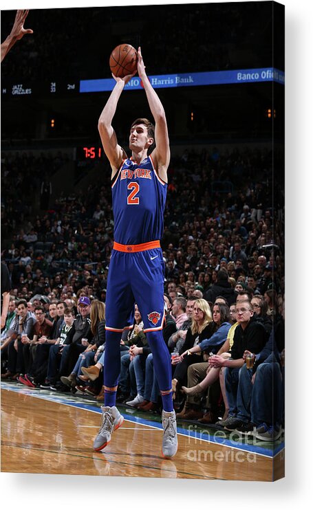 Luke Kornet Acrylic Print featuring the photograph New York Knicks V Milwaukee Bucks by Gary Dineen