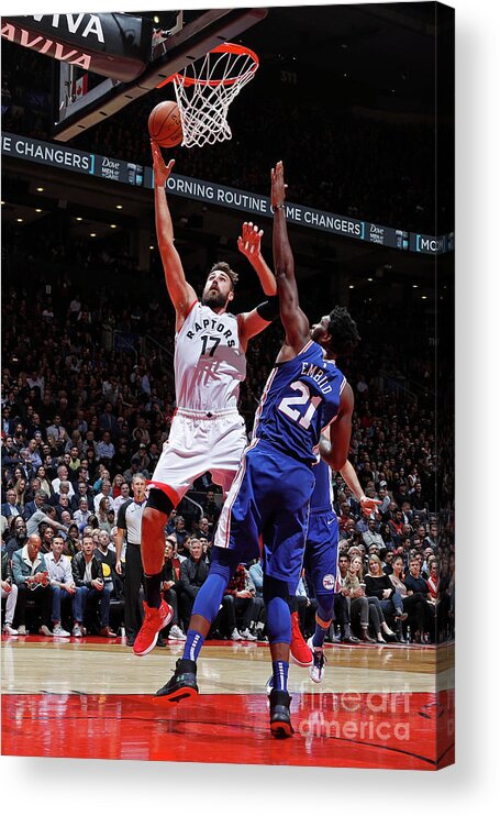 Nba Pro Basketball Acrylic Print featuring the photograph Philadelphia 76ers V Toronto Raptors by Mark Blinch