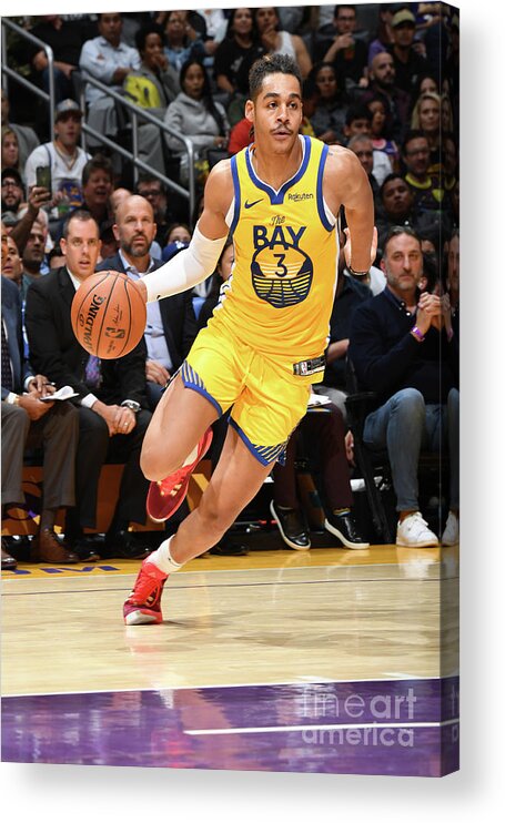 Jordan Poole Acrylic Print featuring the photograph Golden State Warriors V Los Angeles by Andrew D. Bernstein