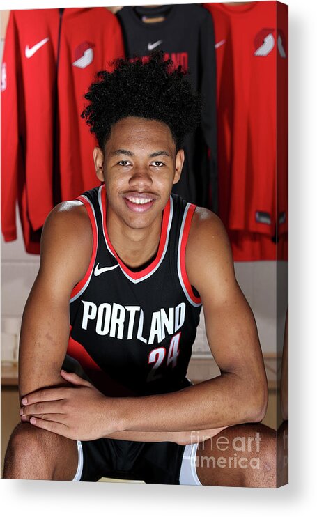 Anfernee Simons Acrylic Print featuring the photograph 2018 Nba Rookie Photo Shoot #43 by Nathaniel S. Butler